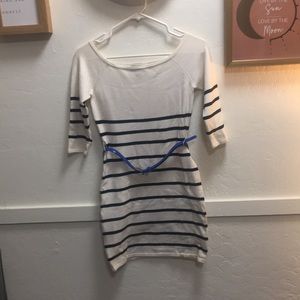 Brand bebe. Blue belt. Mini sweater dress.